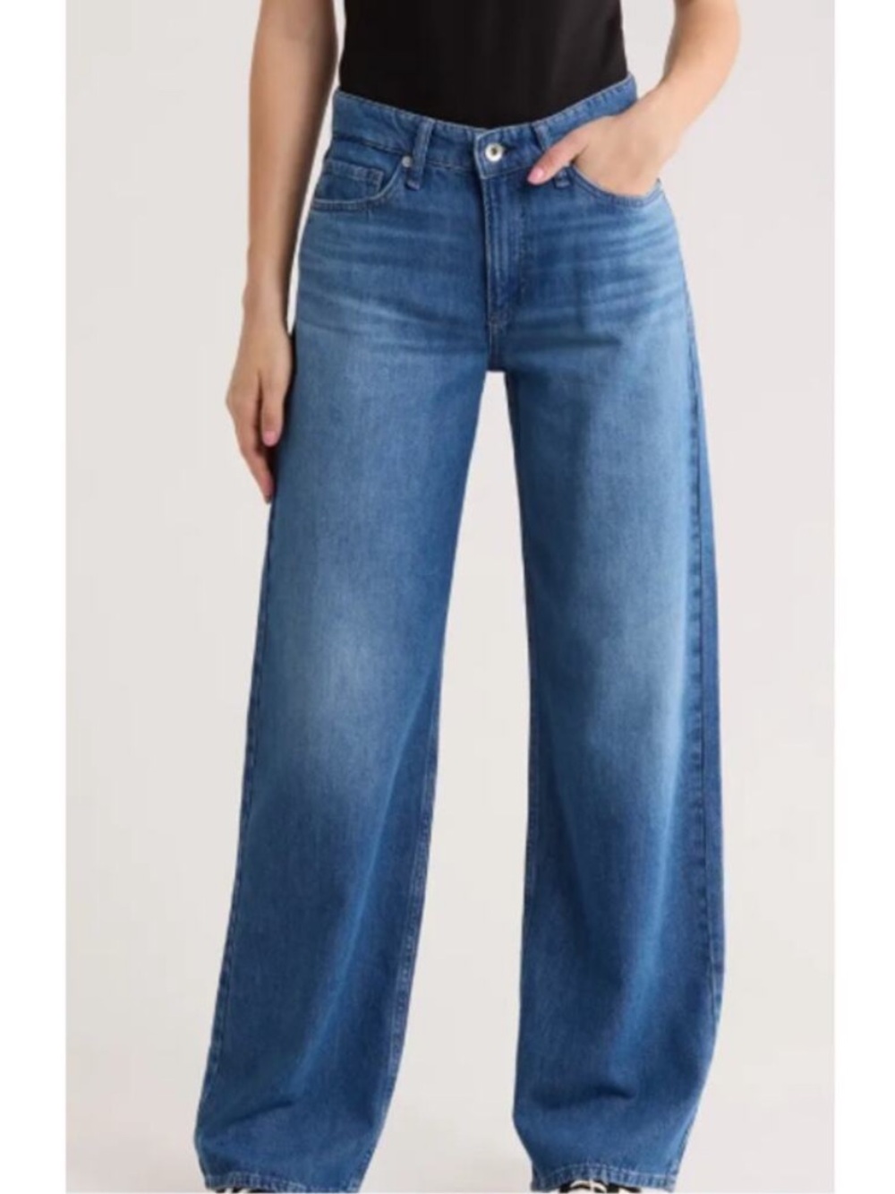 Rag & Bone Jeans Lori Mid-Rise Wide-Leg in Medium Wash
